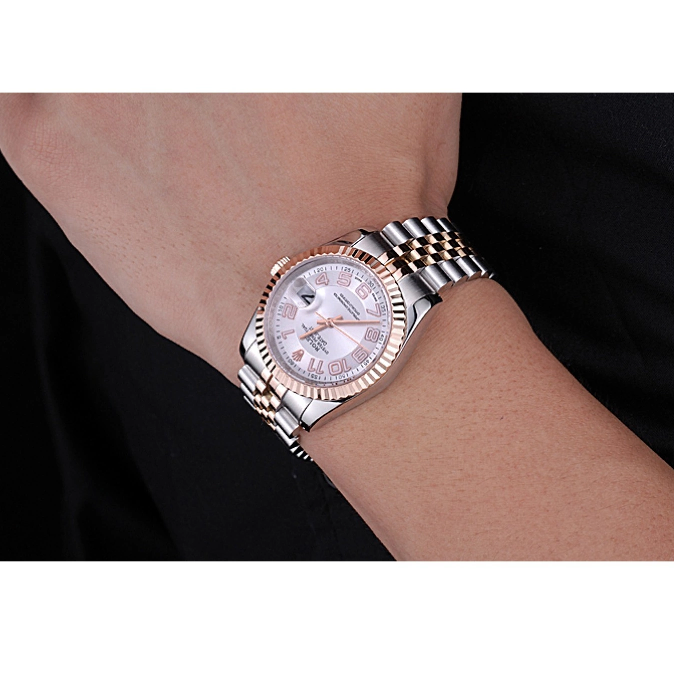 MiroTime 0806 Rolex DateJust White Dial Stainless Steel and Gold Bracelet 622544
